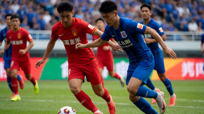 足球赛事直播画面中球员在禁区内争抢的瞬间